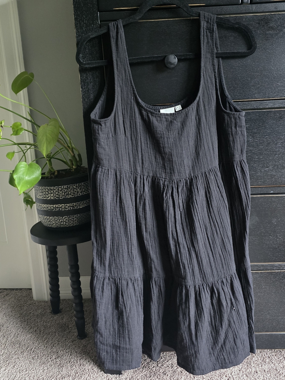 Ichi Black Tiered Scoop-Neck Mini Dress - Women - Picture 2 of 3